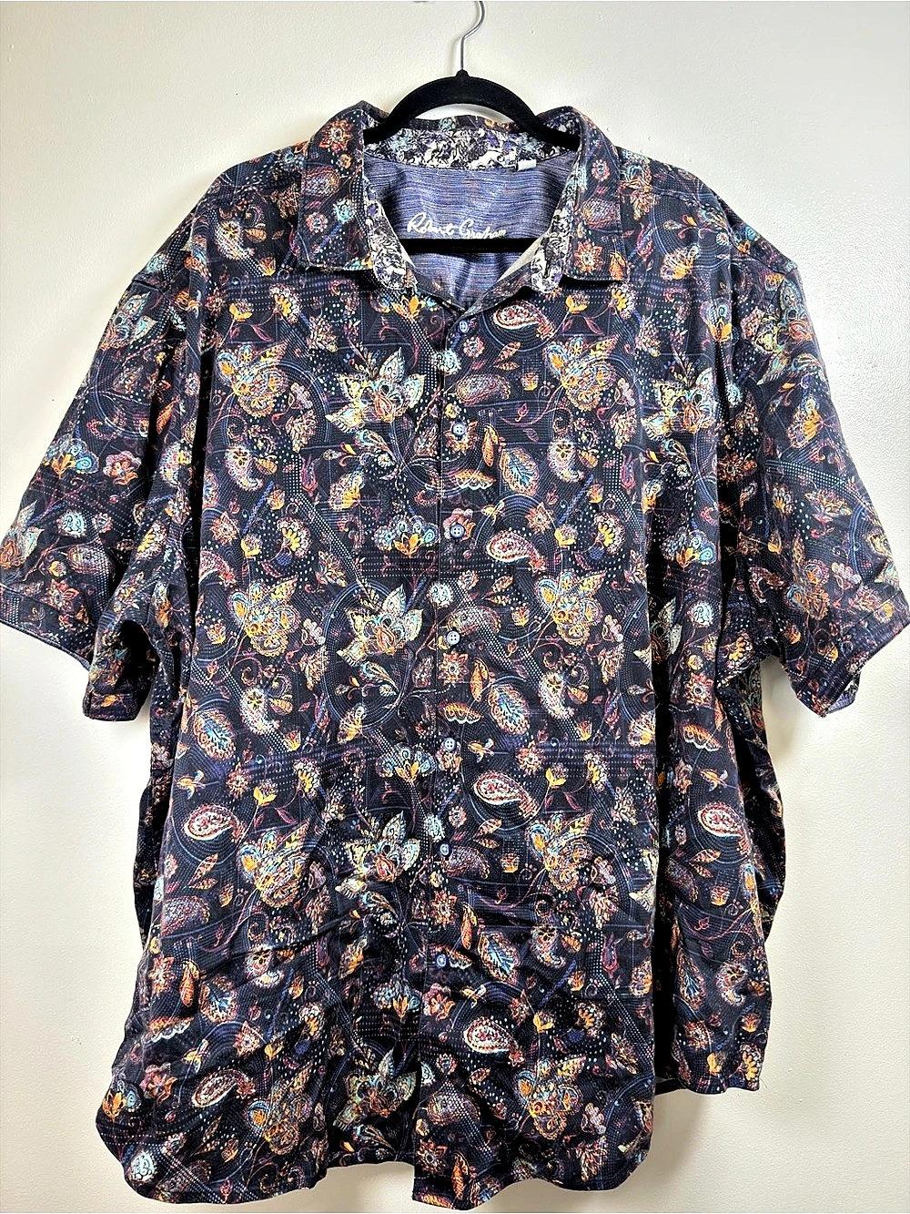 Robert Graham Paisley Button-Up Shirt in Blue & Orange 4XL